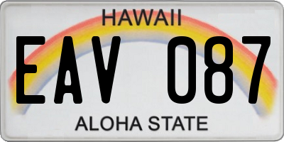 HI license plate EAV087