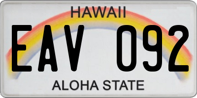 HI license plate EAV092