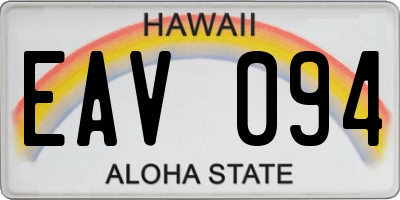 HI license plate EAV094