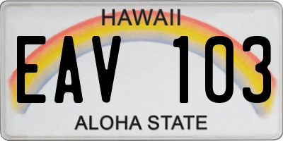 HI license plate EAV103