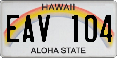 HI license plate EAV104