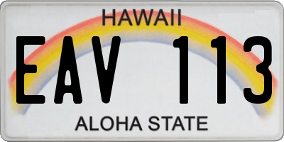 HI license plate EAV113