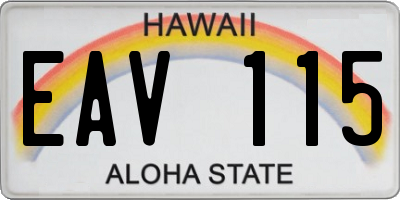 HI license plate EAV115