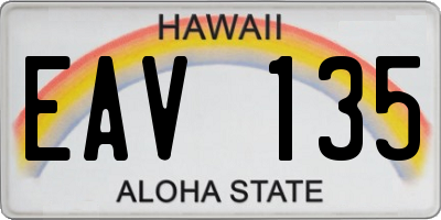 HI license plate EAV135