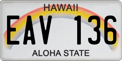 HI license plate EAV136