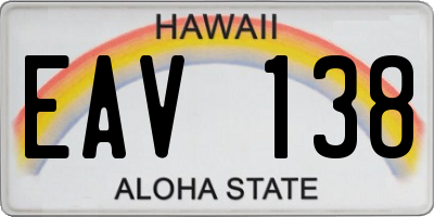 HI license plate EAV138