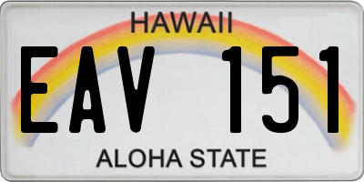 HI license plate EAV151