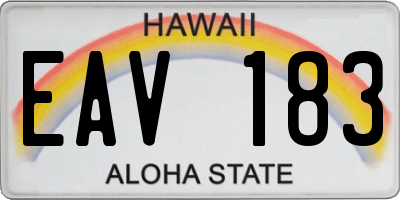 HI license plate EAV183