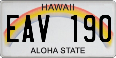 HI license plate EAV190