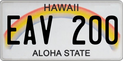 HI license plate EAV200