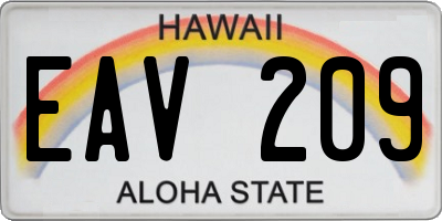 HI license plate EAV209