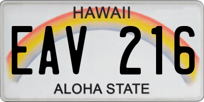 HI license plate EAV216