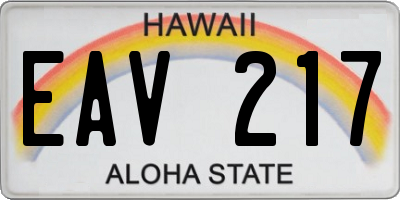 HI license plate EAV217