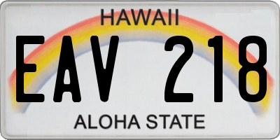 HI license plate EAV218