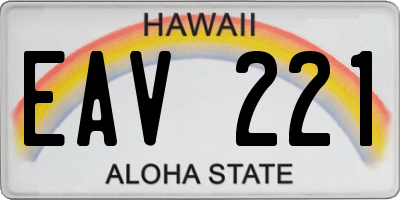 HI license plate EAV221