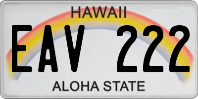 HI license plate EAV222