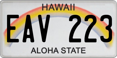 HI license plate EAV223