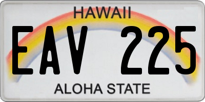 HI license plate EAV225