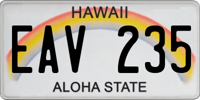 HI license plate EAV235