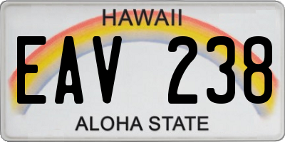 HI license plate EAV238