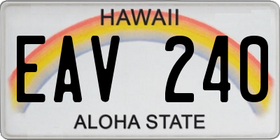 HI license plate EAV240
