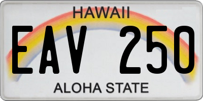 HI license plate EAV250