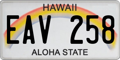 HI license plate EAV258