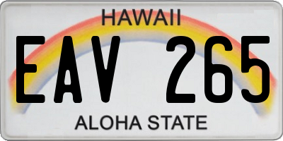 HI license plate EAV265