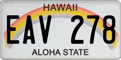 HI license plate EAV278