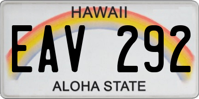 HI license plate EAV292