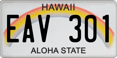 HI license plate EAV301