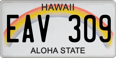 HI license plate EAV309