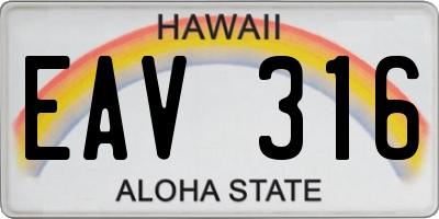 HI license plate EAV316