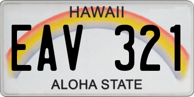 HI license plate EAV321