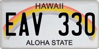 HI license plate EAV330