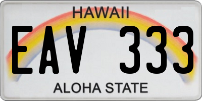 HI license plate EAV333