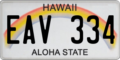 HI license plate EAV334