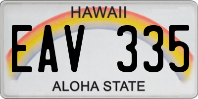 HI license plate EAV335