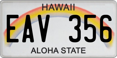 HI license plate EAV356