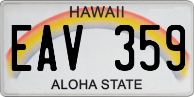 HI license plate EAV359
