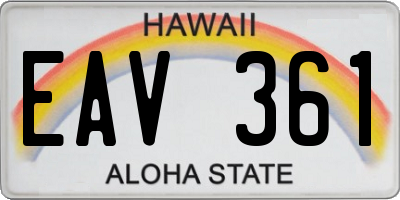 HI license plate EAV361