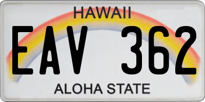HI license plate EAV362