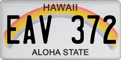 HI license plate EAV372