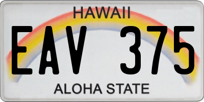 HI license plate EAV375