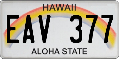 HI license plate EAV377