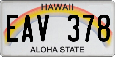 HI license plate EAV378