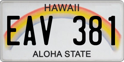 HI license plate EAV381