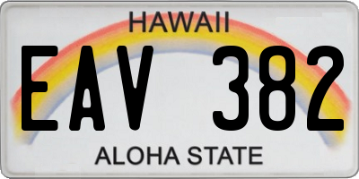 HI license plate EAV382