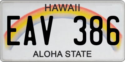 HI license plate EAV386