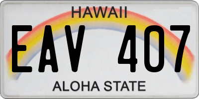 HI license plate EAV407